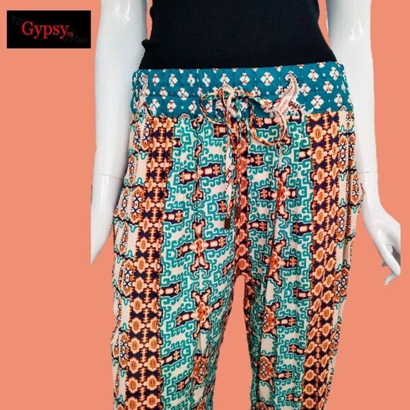 GYPSY05 NEW Bohemian Lima Mosaic Relaxed Slim Pant M - Picture 2 of 12